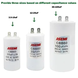 CBB60 450v Capacitor With Wires Washing Machine Starting Motor Run Capacitor CBB60 7uF 9uF Repair Tools