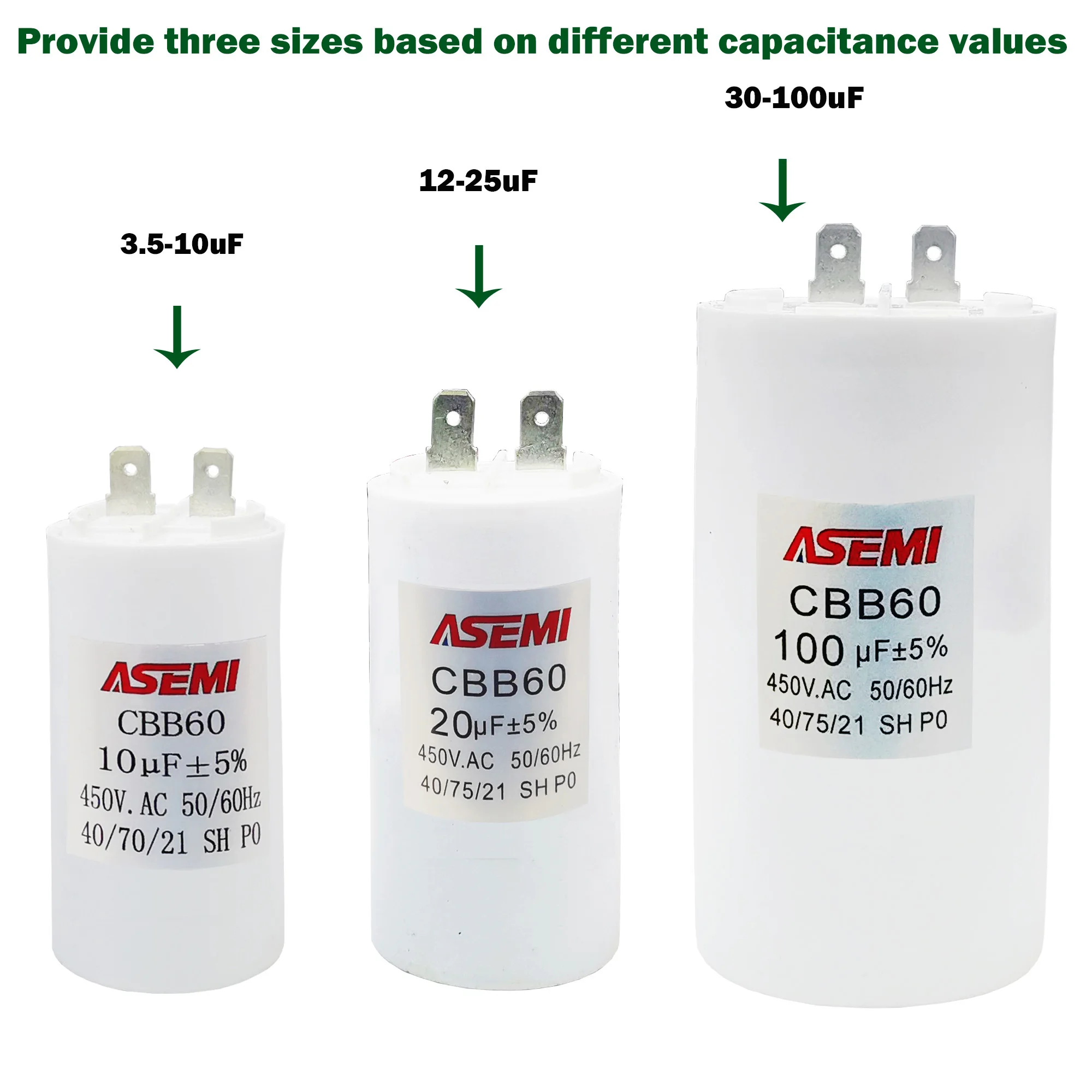 CBB60 450v Capacitor With Wires Washing Machine Starting Motor Run Capacitor CBB60 7uF 9uF Repair Tools