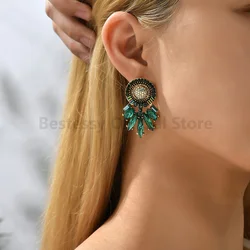 Fashionable New Luxury Retro Crystal Earrings For women resin multicolour Jewelry Accessories Girl Gift Popular Trendy Wholesale