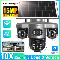 LS VISION V380 Pro 3 Lens IP Solar Camera  4G 15 MP Outdoor WIFI Waterproof CCTV Night Vision Two-Way Audio Camera AI Tracking