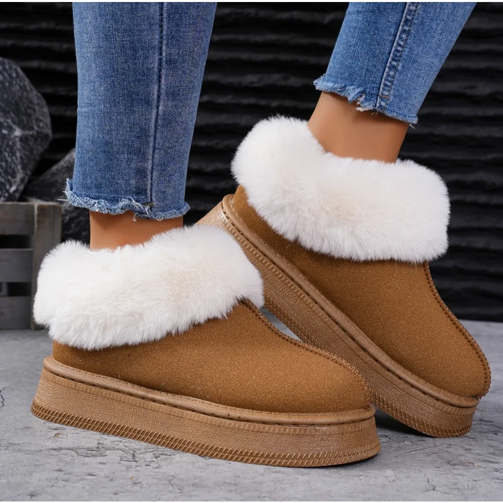 

Fashion Winter Brown Short Boots New Platform Shoes Push Size Ankle Boots for Women Waterproof and Warm Snow Boots