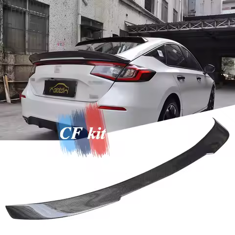 OTD Style Ducktail Carbon Fiber Spoiler Rear Trunk Boot Lip Wing For Honda CIVIC FL1 FL4 TYPE-R HATCHBACK 2022-2023 Car Styling