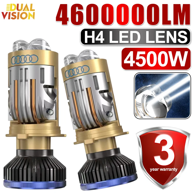 

4500 Вт 4600000LM H4 Bi-светодиодный объектив проектора дальнего и ближнего света Автомобильная лампа CANBUS H4 Led Автомобильная лампа 6000K Plug And Play Фара