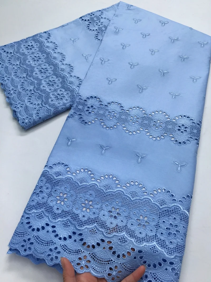 

African Lace Fabric Dubai High Quality 2.5Yards Nigerian Cotton Dry Lace Fabric Swiss Voile for Diy Sew Men's fabric 4271