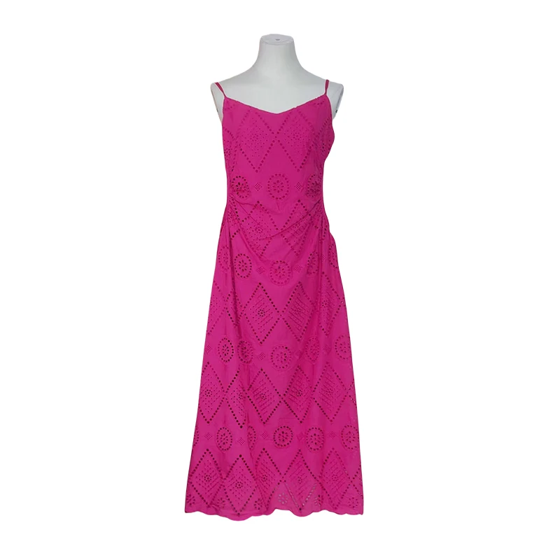 Robe élégante brodée Rose rouge pour femmes, sans manches, à bretelles, vêtements de fête de vacances, col en v, Chic, moulante, été