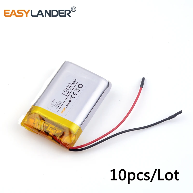 

10pcs/Lot 3.7v lithium Li ion polymer rechargeable battery 122540 1200mAh for DVR RECORD MP3 MP4 GPS SMART WATCH SPORT CAMERA