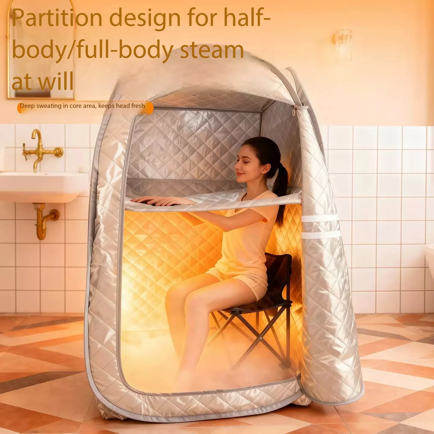 Home Health Sweat Cabin Steaming Box Foldable Mobile Full Body Steaming Energy Cabin Steam Steaming Therapy Sweat Room