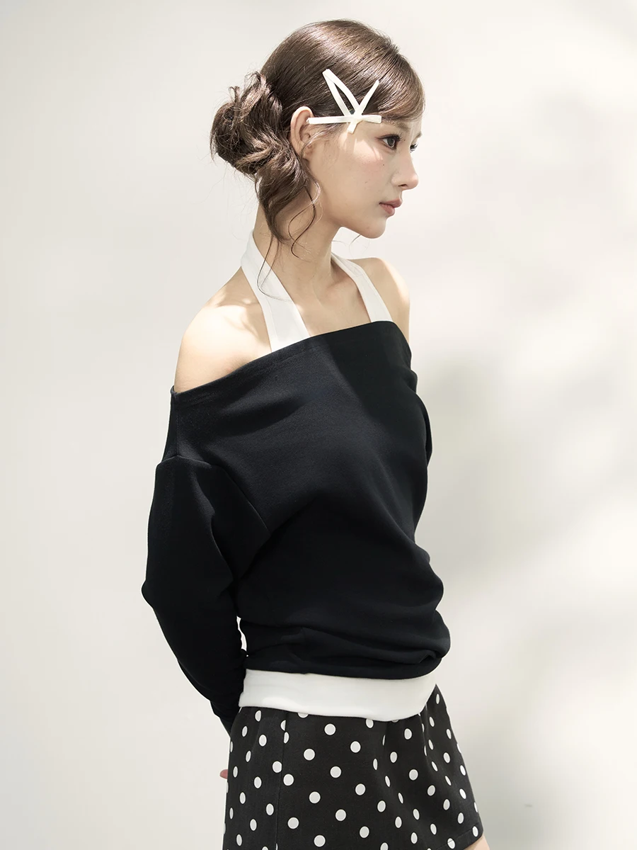 

AXIA Hanging Ne Long Sve Футболка женская High Design Sense Milk Series Ранняя осень Топ Sweet And Spicy Sle Cotton Blend