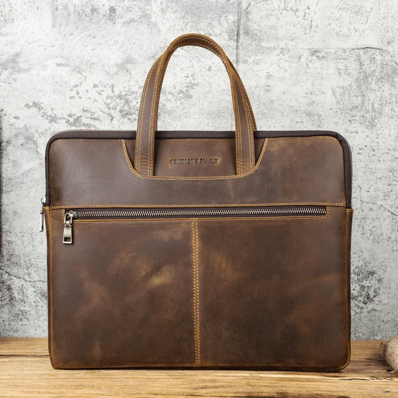 High Quality Cowhide Men Business Briefcase Genuine Leather Fashion Luxury Messenger Bags Trend High-capacity Laptop Handbags