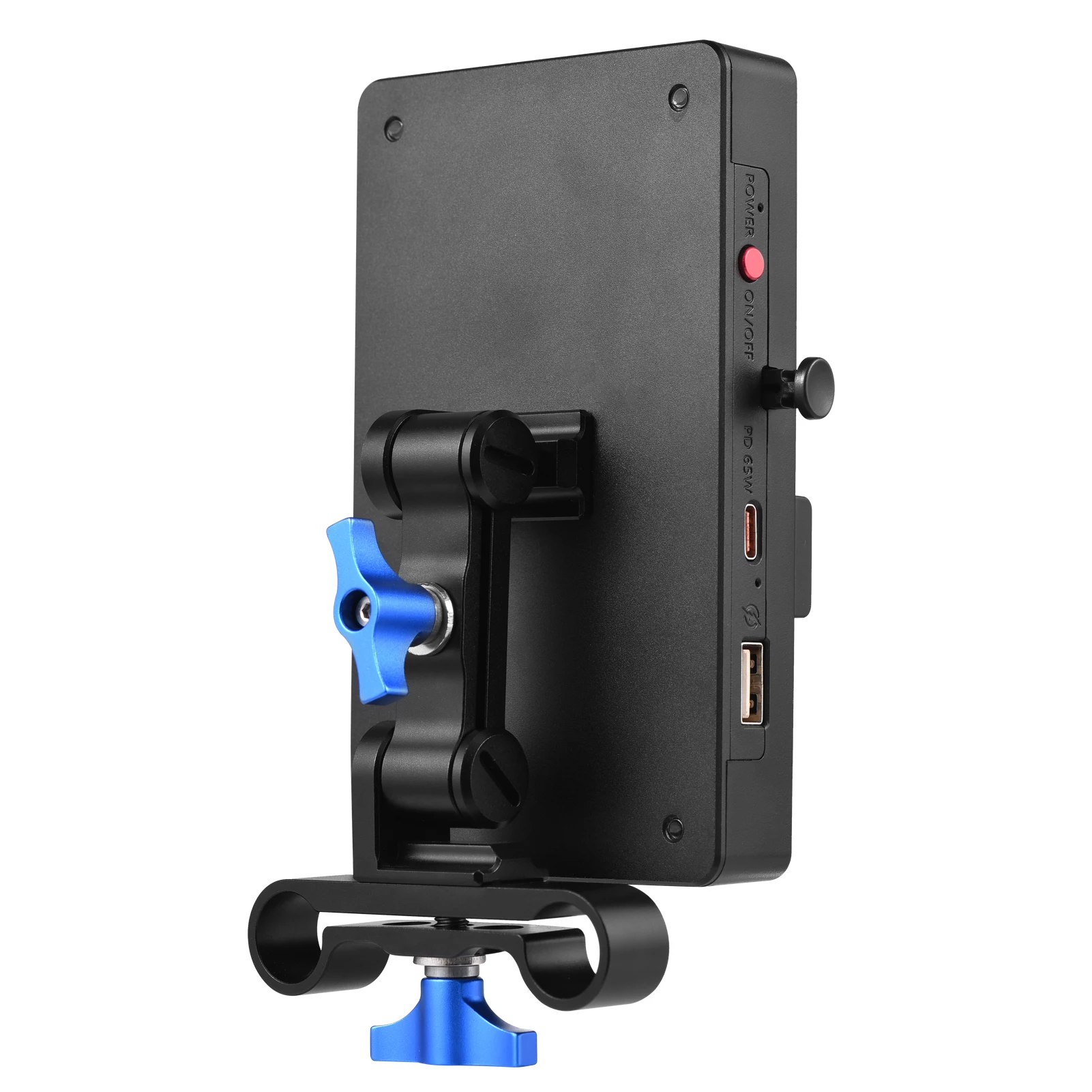 

Пластина аккумулятора с V-образным креплением Пластина адаптера аккумулятора с V-образным замком 65 Вт PD Быстрая зарядка со стержнем 15 мм Регулируемый рычаг Выходы постоянного тока 8 В/12 В/15 В