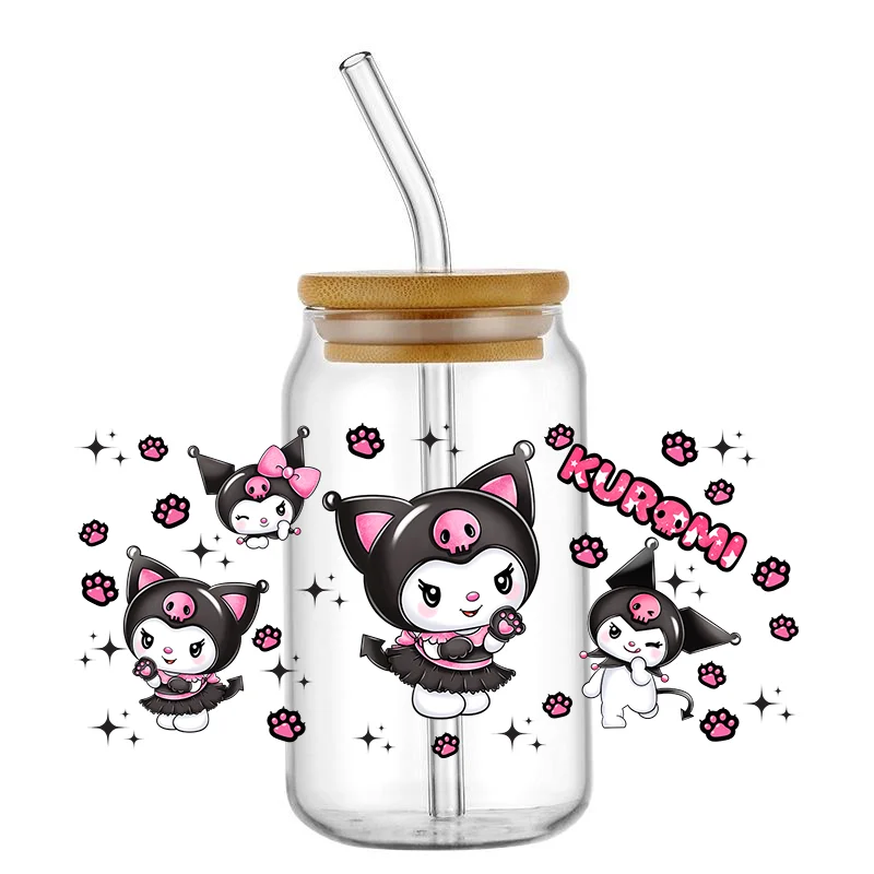 Sanrio Cartoon kolekcja 16oz Libby Cup UV DTF Wrap 3D wodoodporne niestandardowe wzory naklejek odporne na zadrapania