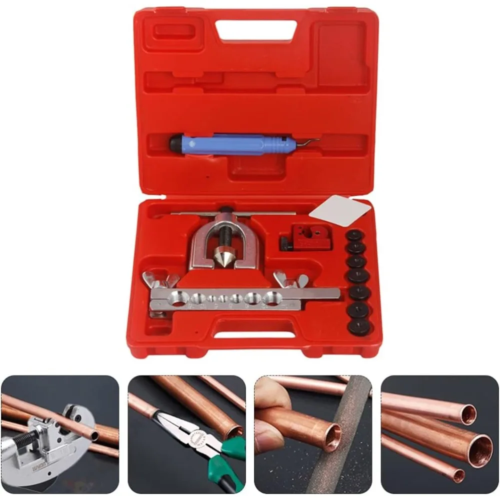 Accessoire d'entretien de pipeline, outil d'évasement de tubes à 7 trous avec un angle de 45° °   Fonction de débosselage simple et double, adaptée à la réparation de tubes en cuivre, aluminium, acier doux et laiton