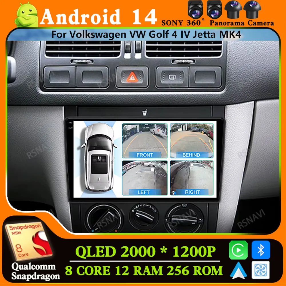 Andoird 14 Car Radio For Volkswagen VW Golf 4 IV 2002-2006 Jetta MK4 Classics 5G WIFI GPS DSP Navigation Multimedia Head Unit BT