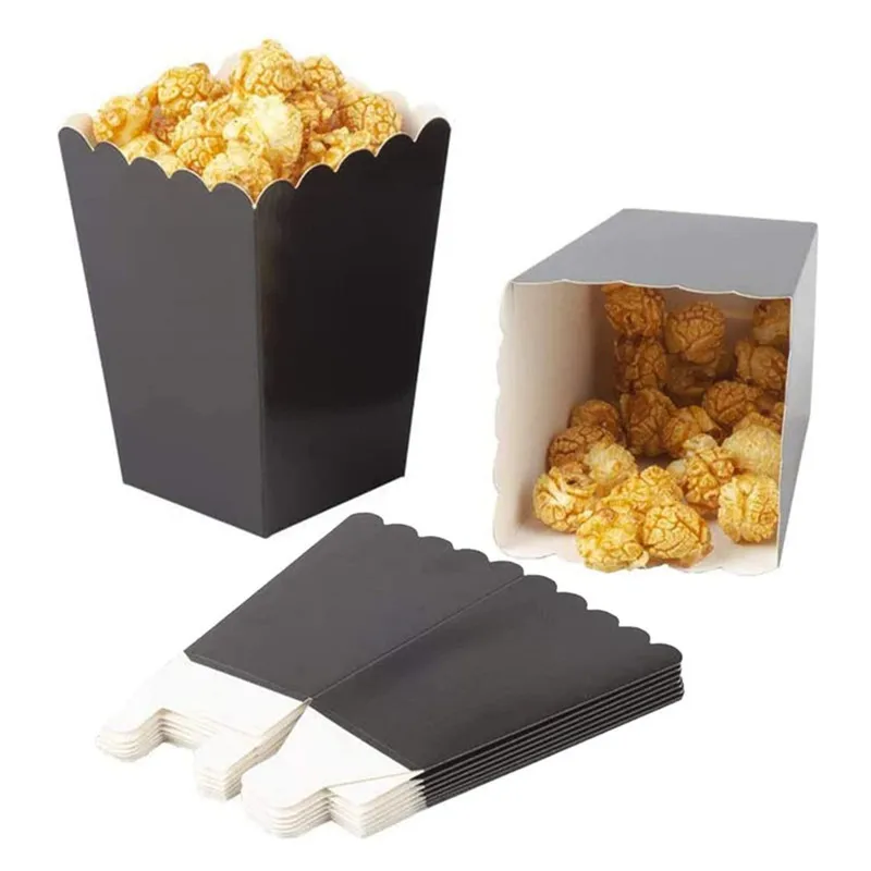 12pcs Paper Candy Cartons Popcorn Box Party Supplies Pure Popcorn Boxes Snacks Food Tub Wedding Kids Birthday Supplies