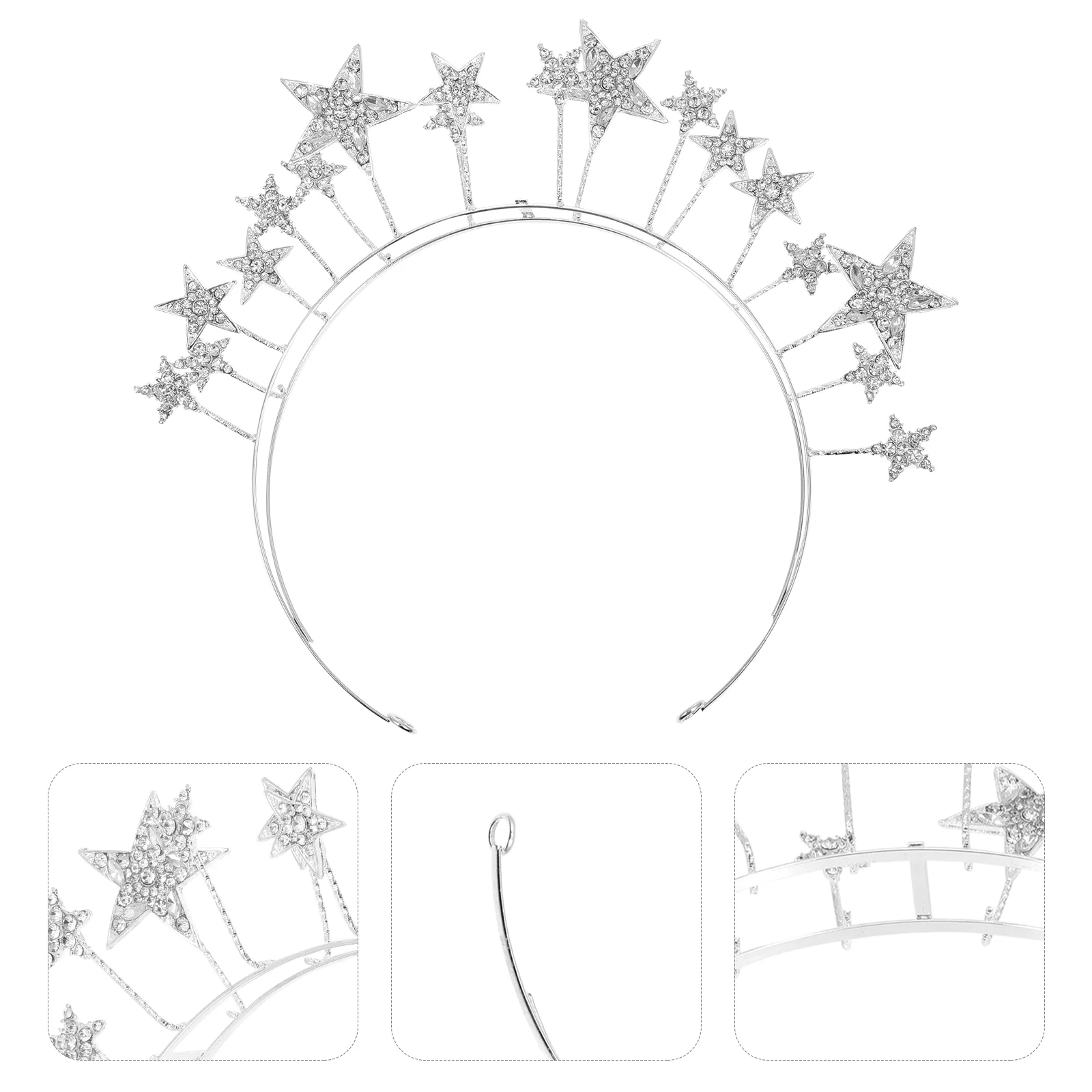 

Headdress Star Crown Headband Adult Costume Wedding Bridal Decor Silver Miss Jewelry for Girls