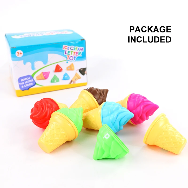 26 قطعة إقران الحروف لعبة الآيس كريم مونتيسوري تعلم لعبة تعليمية لتمييز الألوان خطابات مطابقة ألعاب الهدايا