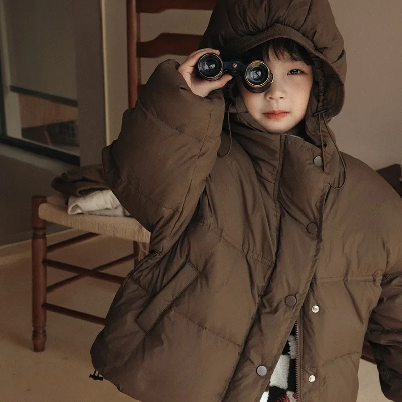 Childrens Korean  Down Jacket Bread Jacket Autumn and Winter  Boys\' and Girls\' Hooded Jacket White Duck Down Jackets