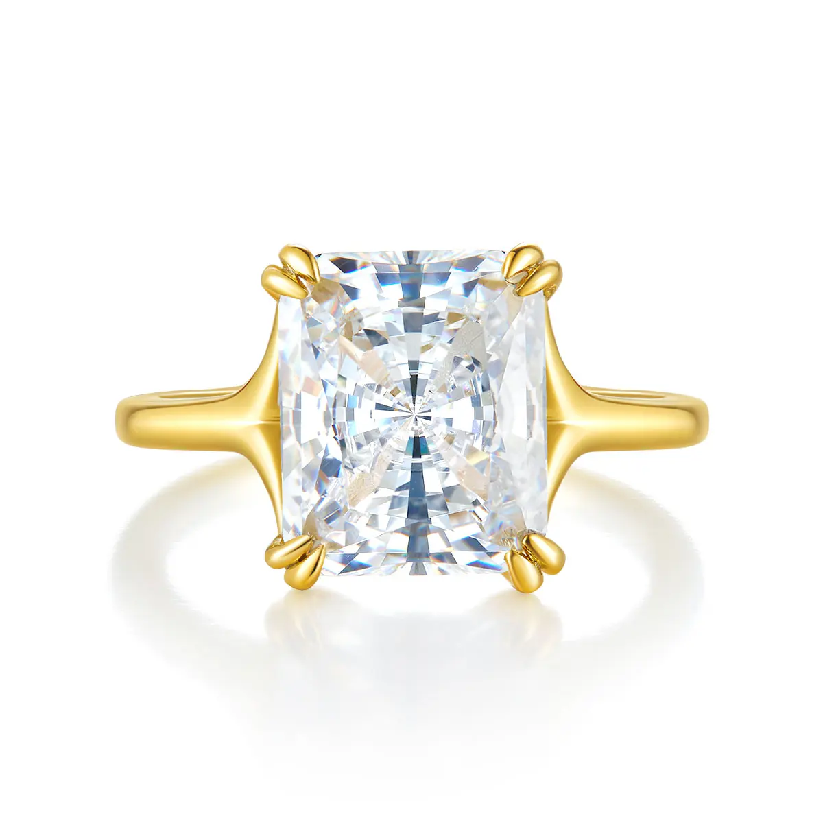 

DEZO 14k Yellow Gold Plated Sterling Silver 5ct Radiant Cut Moissanite Engagement Ring for Women GRA Certificate