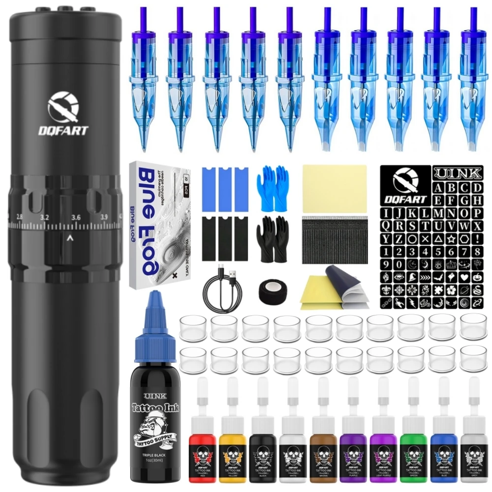 DQFART T1Pro Set Electric Wireless Tattoo Machine Pen Body Art Creative Designs Tattoo Artists Tattoo Ink Body Art Transfer