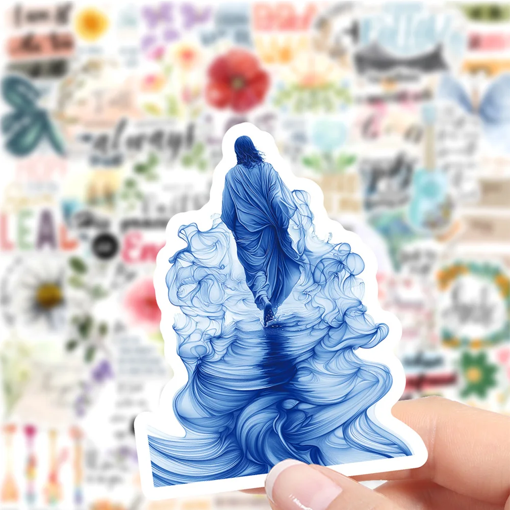 

10/30/50pcs Colorful Cute Cartoon Jesus Christian Motivational Phrases Stickers for Laptop LuggageWaterproof Vinyl Decals Toys