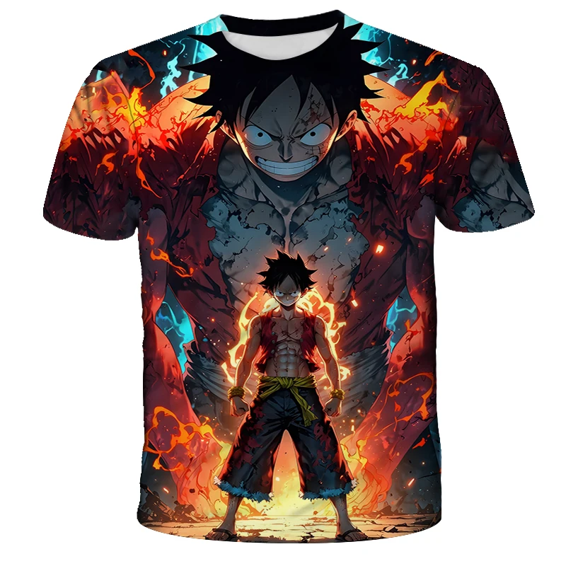 

Fashion Kid Anime One Piece Luffy Short Sleeve T Shirt 3D Men Children T-shirt Summer Luffy Oversized T-shirt For Men Clothing