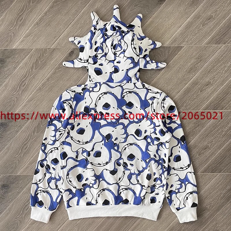 Blue Cartoon Print Camouflage Glo Gang The Glory Full Zip Hoodie Men Women 1:1 High Quality Vintage Hooded