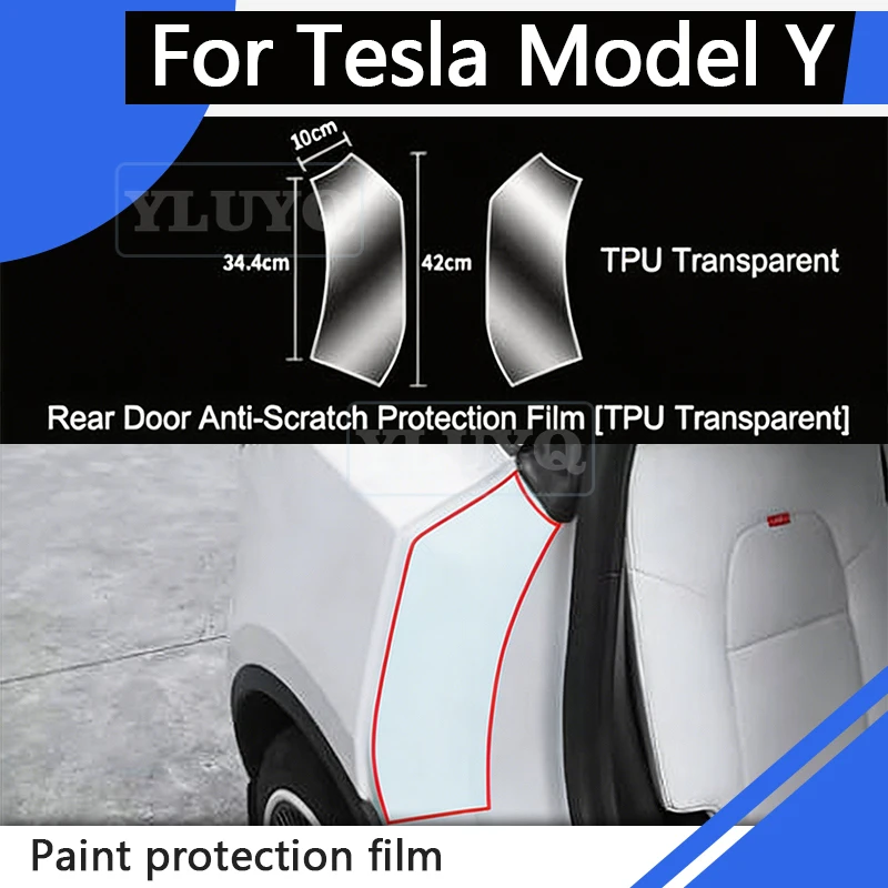 

For Tesla Model 3 Rear Inner Car Door Protective Film TPU Invisible Car Cover Car Door Scratch-Resistant Sticker Accessories