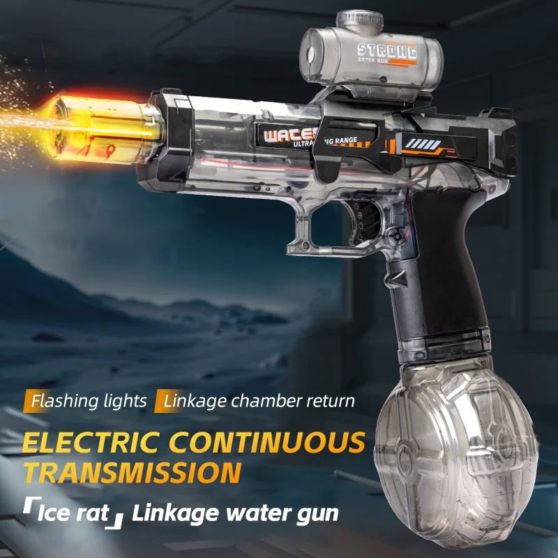 KAVOWORLD Rechargeable Electric Continuous Spray Water Gun High Capacity Water Tank Summer Outdoor Water Party Toy for Teenagers