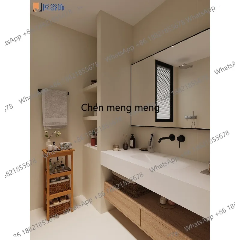 Log wind rock slab hot bending integrated basin bathroom cabinet combination hotel double-layer washstand wash basin
