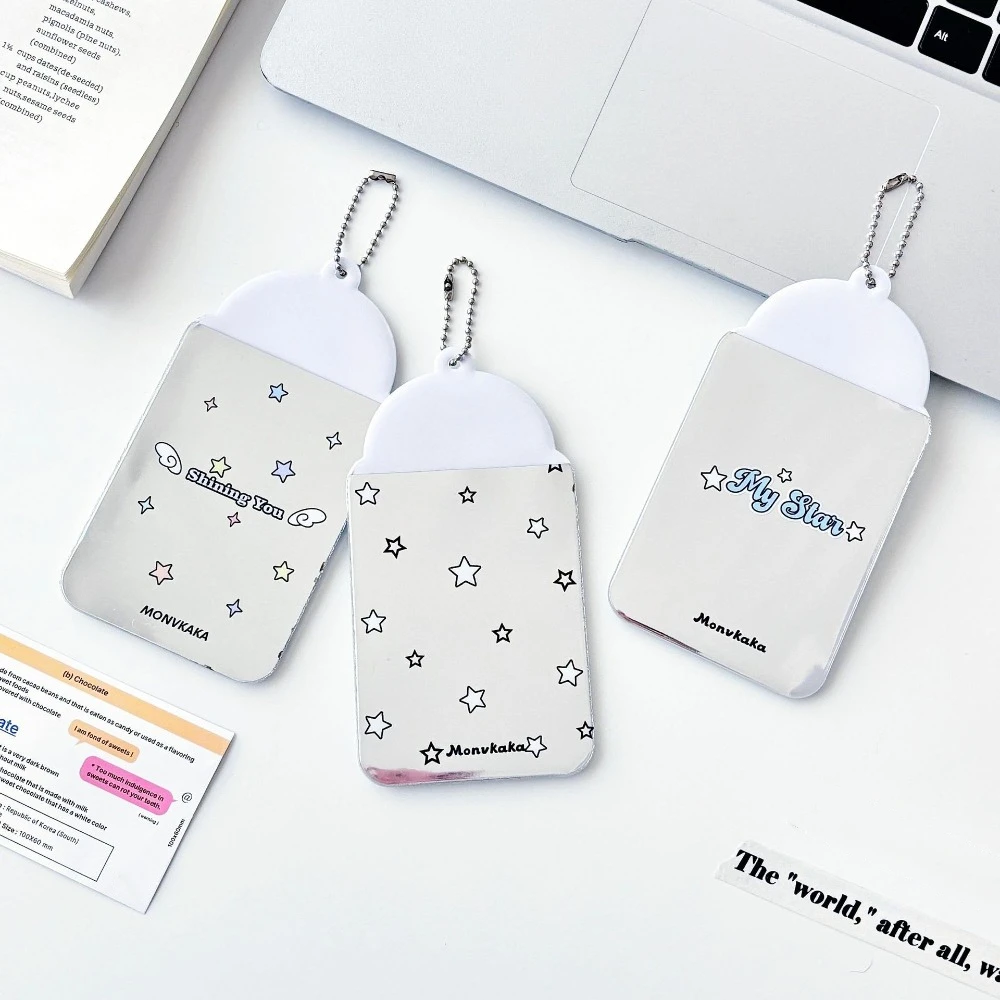 Cute 3inch Card Holder Stars with Hanging Chain Protective Cover PVC Wing Star Chaser Card Set Storage