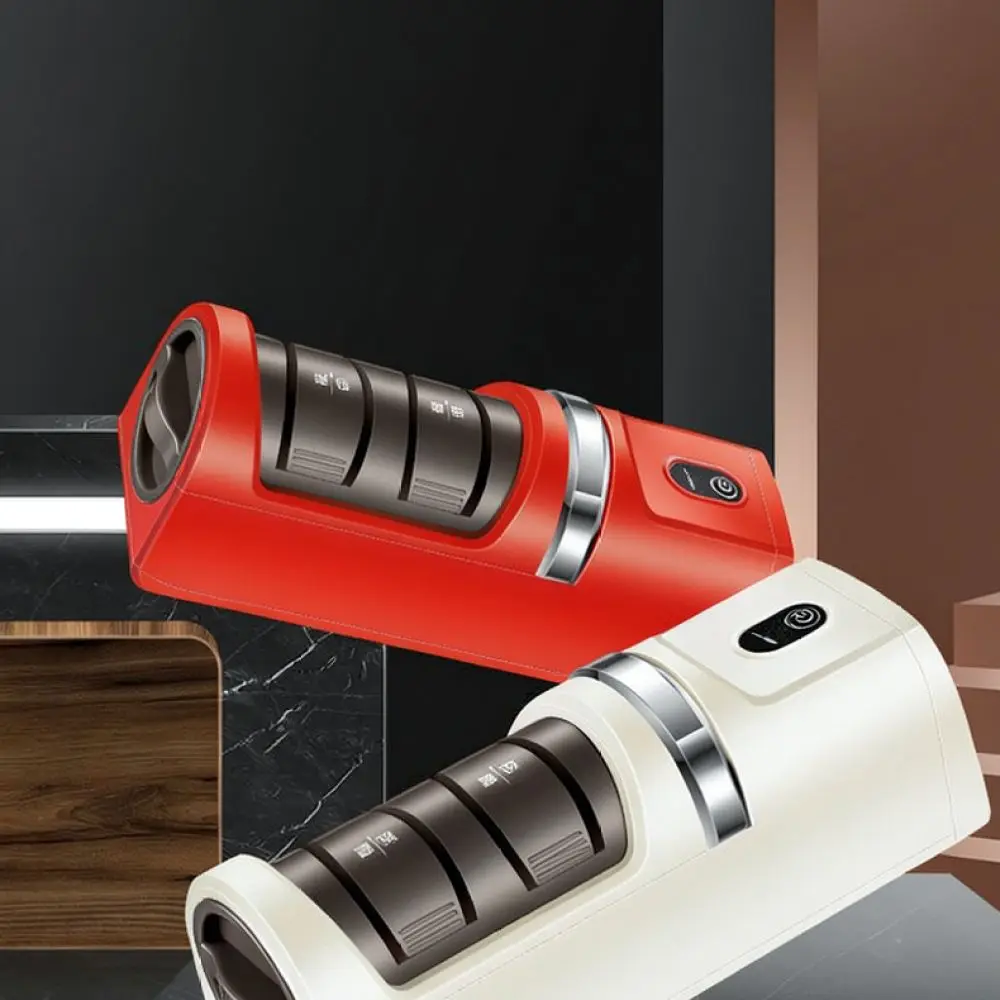 Compact Electric Sharpener Cordless Kitchen Blade Grinder Diamond Sharpening Tool Automatic Honing Device Home Utensil