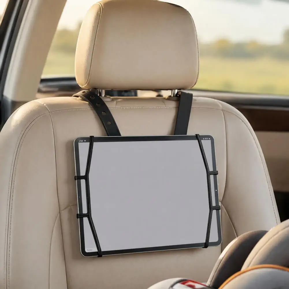 Tablet Mount for Car Sun Visor Silicone Car Tablet Holder with Adjustable 13.4 Headrest Strap Anti-slip Non-glare for 7.5-12.9