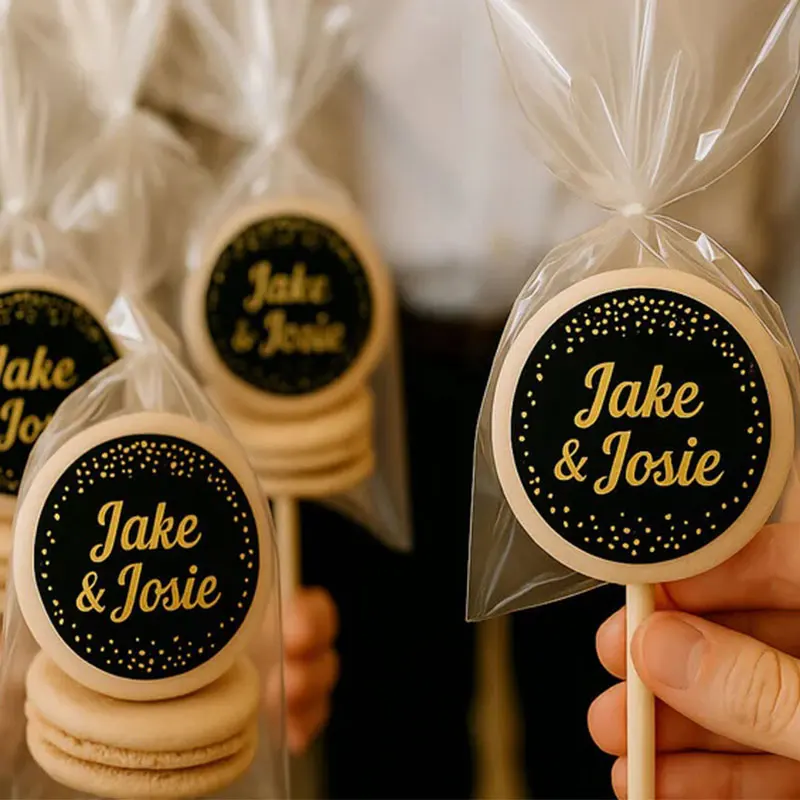 500 sztuk personalizowanych naklejek - wodoodporne, usuwalne naklejki na wesele, przyjęcie urodzinowe, rękodzieło DIY - ekologiczny winyl