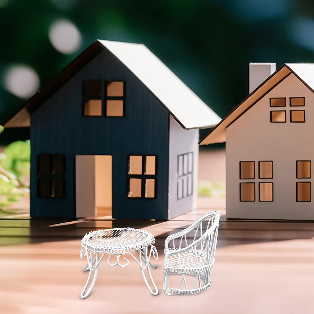 Miniature Garden Furniture Set Tiny Table and Chairs for Desktop Micro Landscape Decor