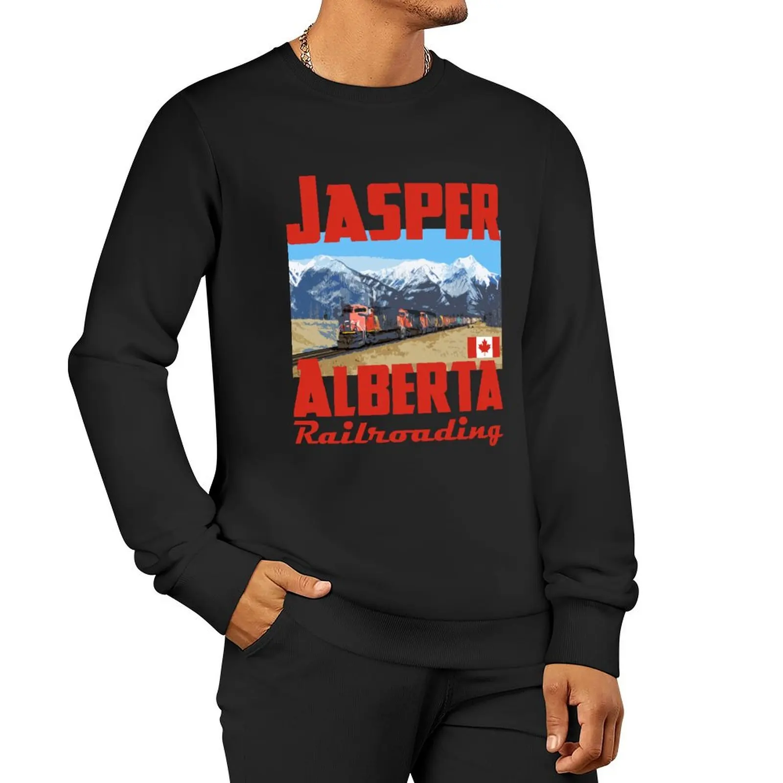 Jasper Alberta Railroading Pullover Hoodie men's coat men's sweatshirt