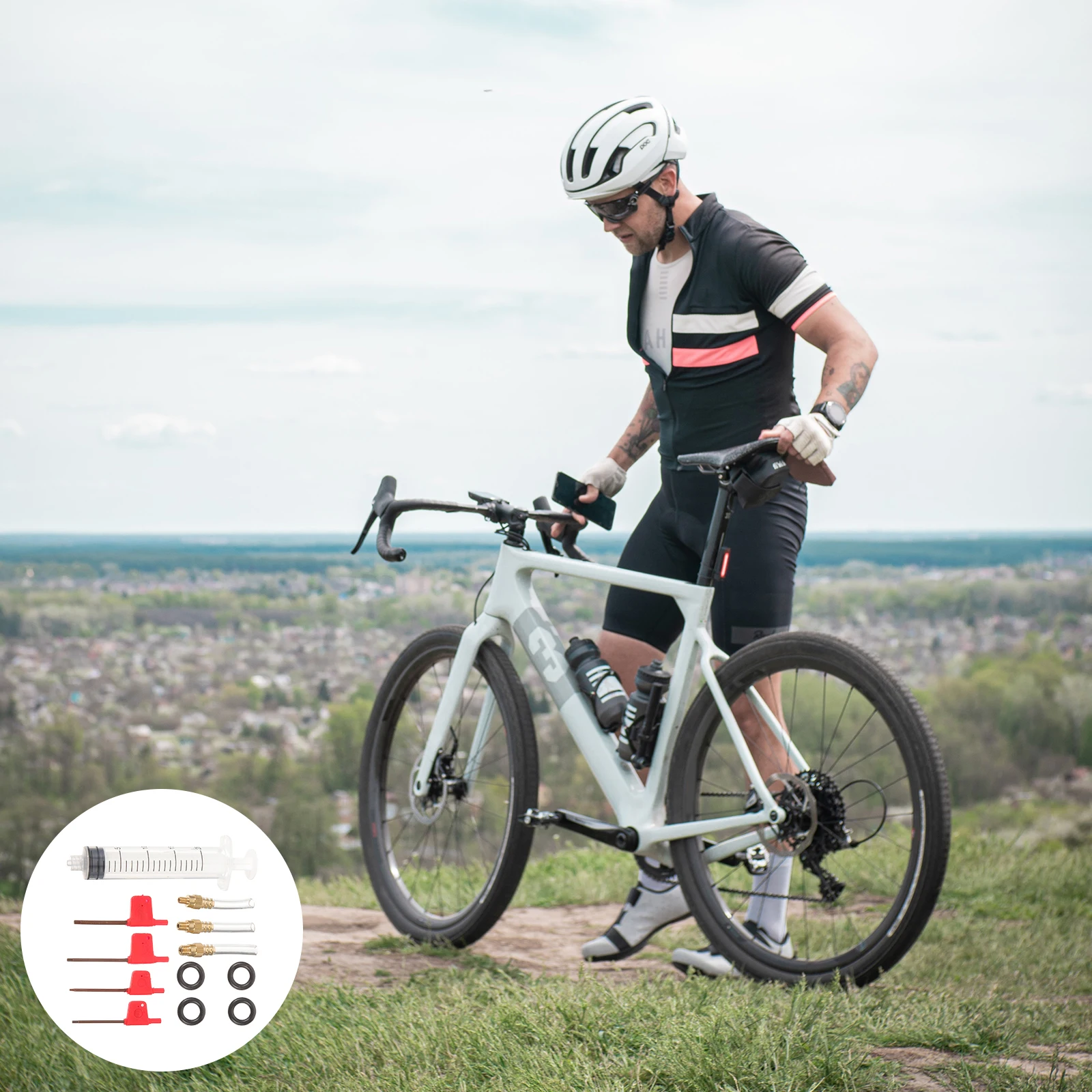 

1Set Brake Repair Tool Precise Oil Injection Integrated Mending Bleed Set for Bicycle Mountain Bike Portable Bike Maintenance