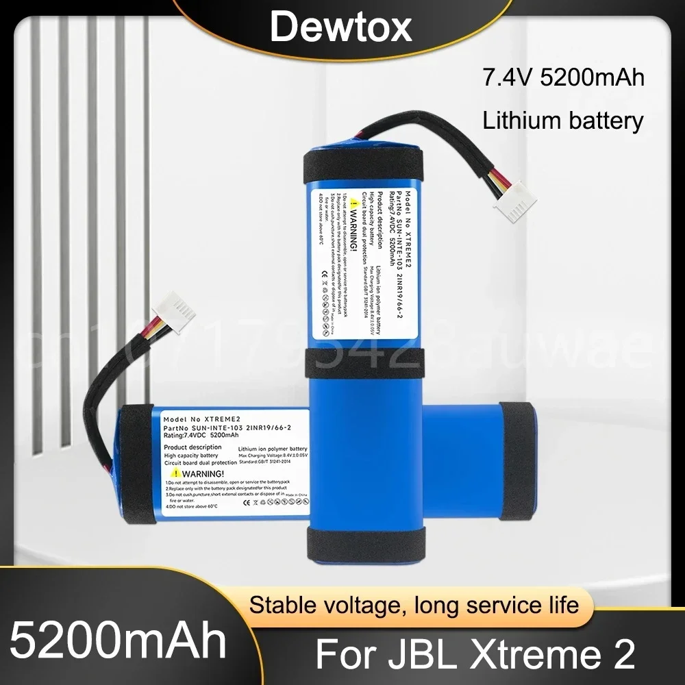 7.2v 5200mAh SUN-INTE-103 2INR19 66-2 ID1019 Li-Ion Rechargeable Battery for JBL Xtreme 2 XTREME2 Bluetooth Speaker Audios