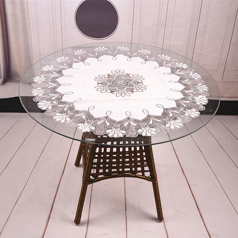 Modern Brocade Fabric Lace Trim Banquet Party Tablecloth Bedroom Balcony Small Round Table Cloth Tapete Christmas Decoration