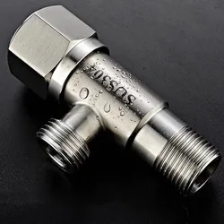 SUS304 Stainless Steel Filling Valves Angle Stop Valve with OFF ON Switch Angle Triangle Valves Cold Hot Water for Bathroom