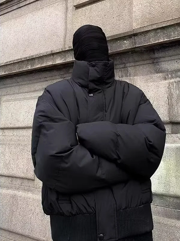 

Мужская зимняя куртка в американском ретро-стиле хип-хоп из утолщенного хлопка, с воротником-стойкой, модная, в стиле High Street Vibe