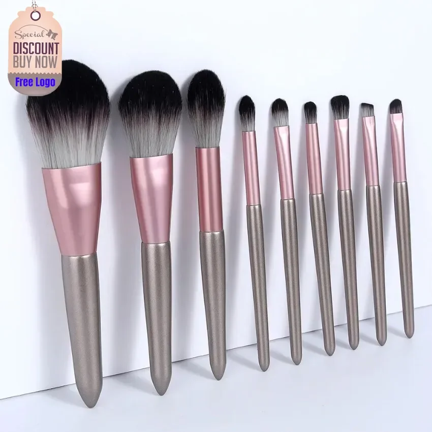 

Custom 9pcs/sets Super Soft Makeup Brush Kit Professional Small Pudding Eyeshadow Loose Powder Blush Brush Makeup Tools Bulk