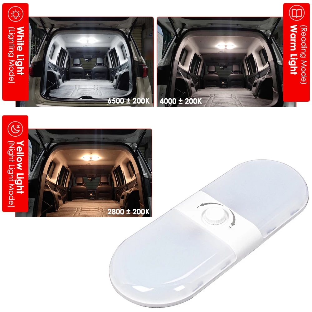 

180LED Car Interior Light with Switch 12-24V Reading Light Dome Roof Ceiling Lamp 3 Colors for Camper Van Trailer Truck Boat