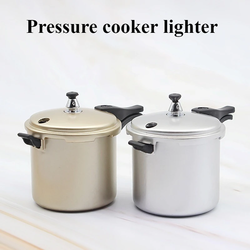 Fashionable Metal Pressure Cooker Design Lighter Outdoor Portable Inflatable Cigarette Lighter Kitchen Barbecue Smoking Gift