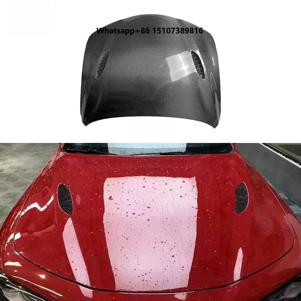 

For Giulia Quality Assurance Dry Carbon Fiber Four-leaf Clover Style Car Hood Bonnet Engine Cover
