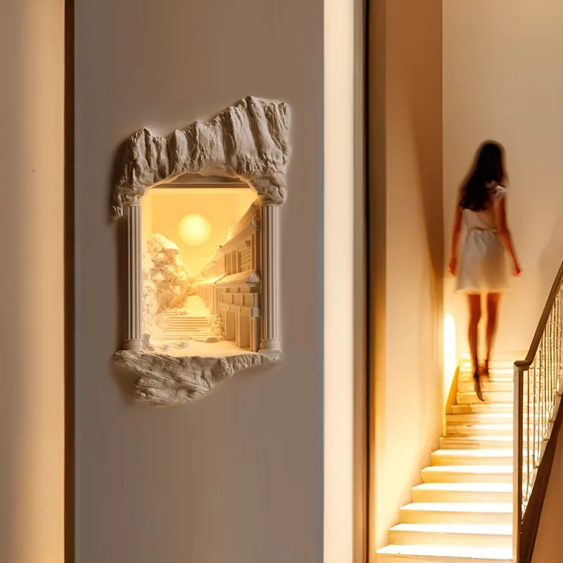 Embedded sunset ancient city decorative ornament