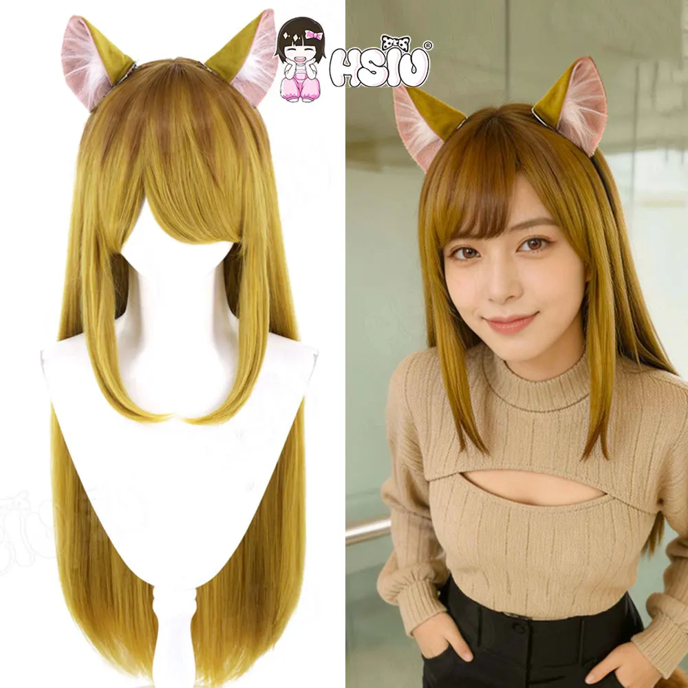 Kansai Cat Cosplay Wig Hsiu Yellow Long Heat Resistant Synthetic Hair Wig With Free Wig Cap Anime Yani Neko Wig