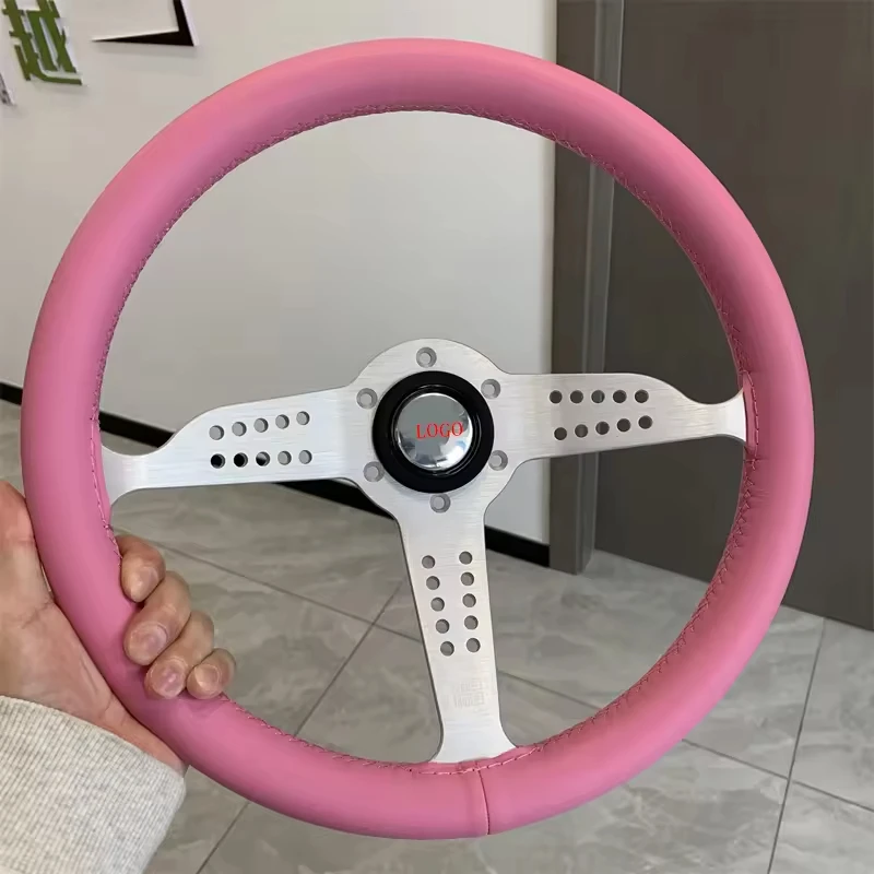 

350mm Aluminum Bracket Microfiber Leather Material Modified Steering Wheel