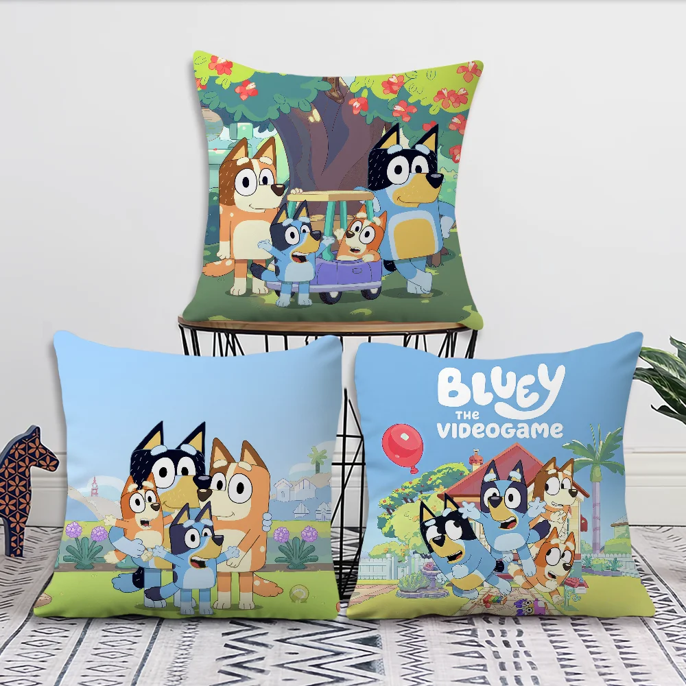 Cartoon B-Blueys Cute Pillow Case Square Cushion Room Bedroom Headboard Sofa Living Backrest Cushion Nap Time