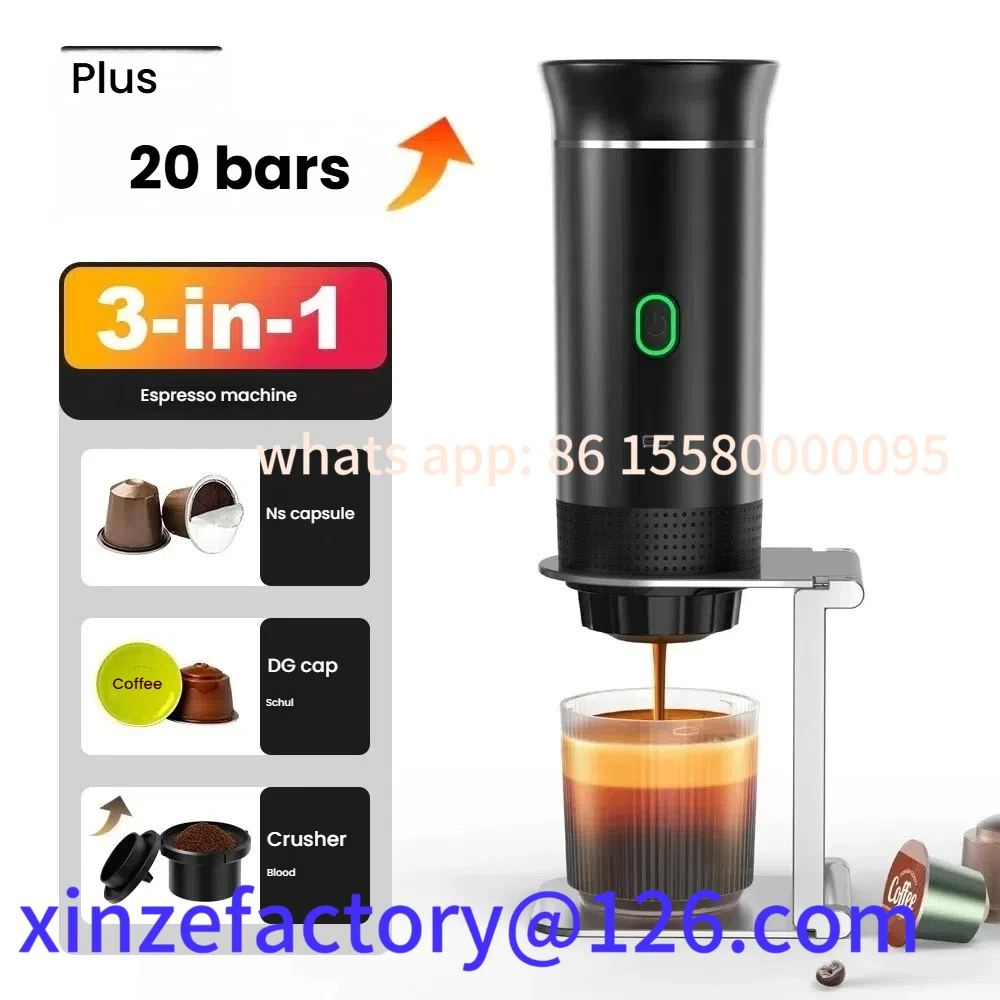 

Customizable 3-in-1 Portable Espresso Machine- Wireless Electric Coffee Maker for Home Car & Camping