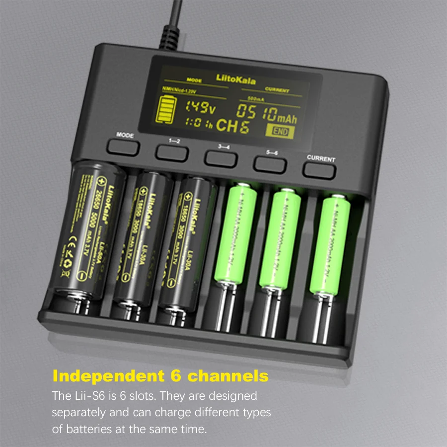LiitoKala Lii-S8 Lii-S6 Lii-D4XL Lii-600 18650 Li-ion 3.7V NiMH 3.2V 3.8V For 26650 21700 26700 18350 AA AAA Battery Charger
